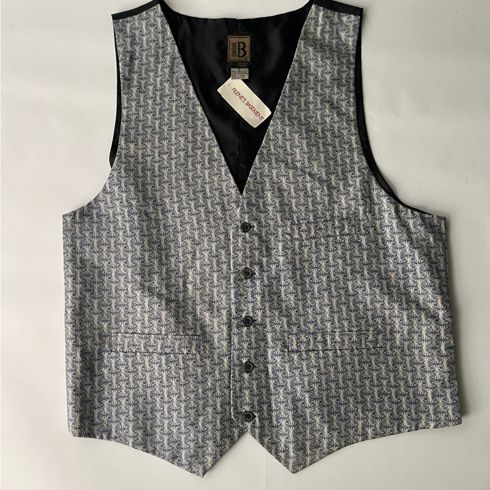 Bruno Men's Patterned Vest - Black and Gray NWT